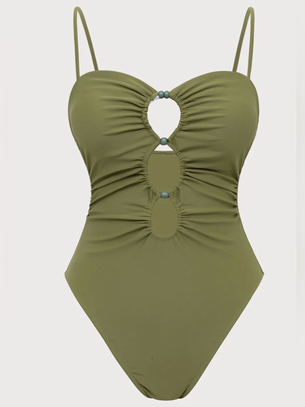 Samiol Olive Green Cutout One-Piece Swimsuit